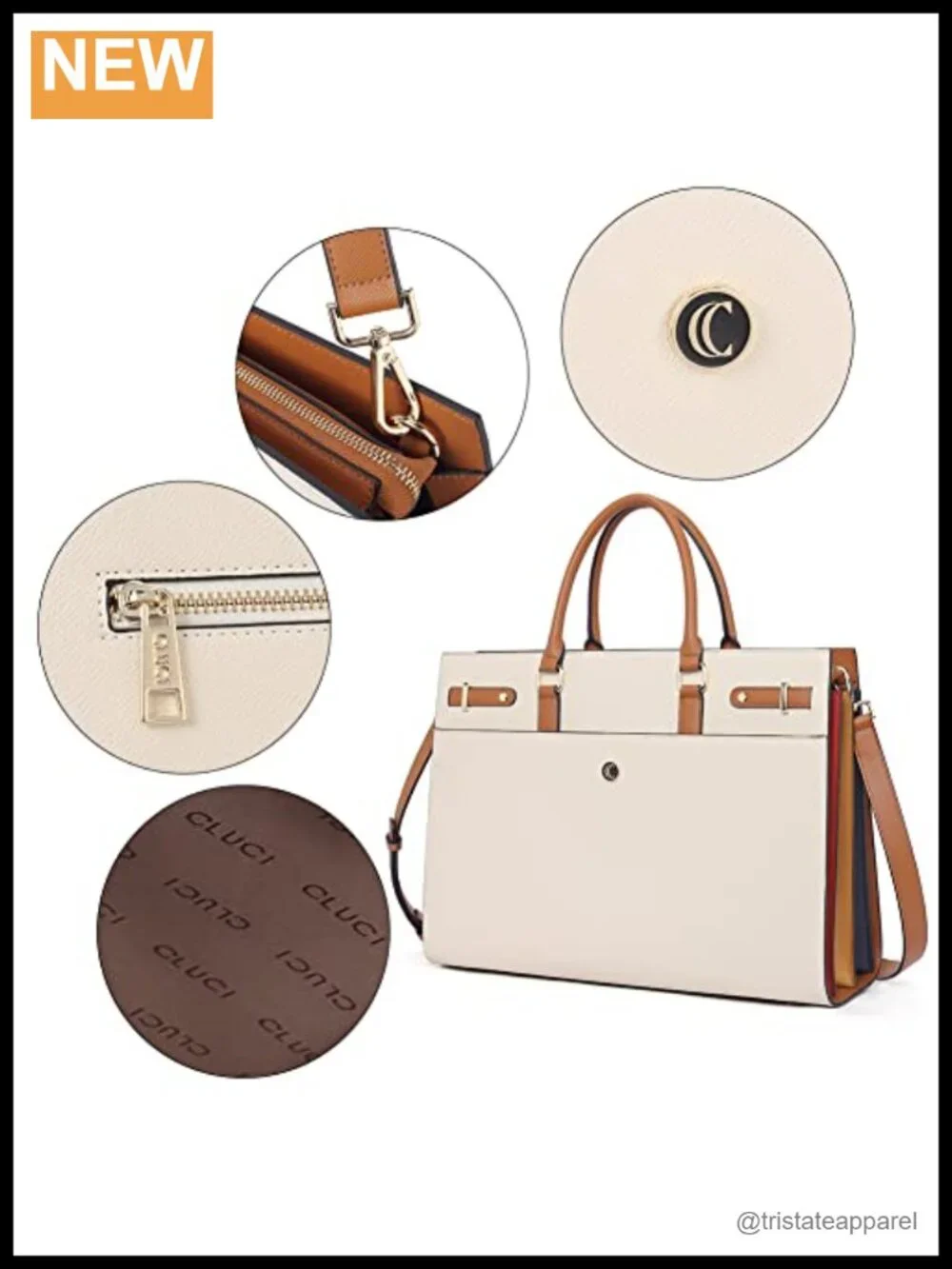 Vegan Leather Briefcase for Women Laptop 15.6 Inch Work Tote Bag